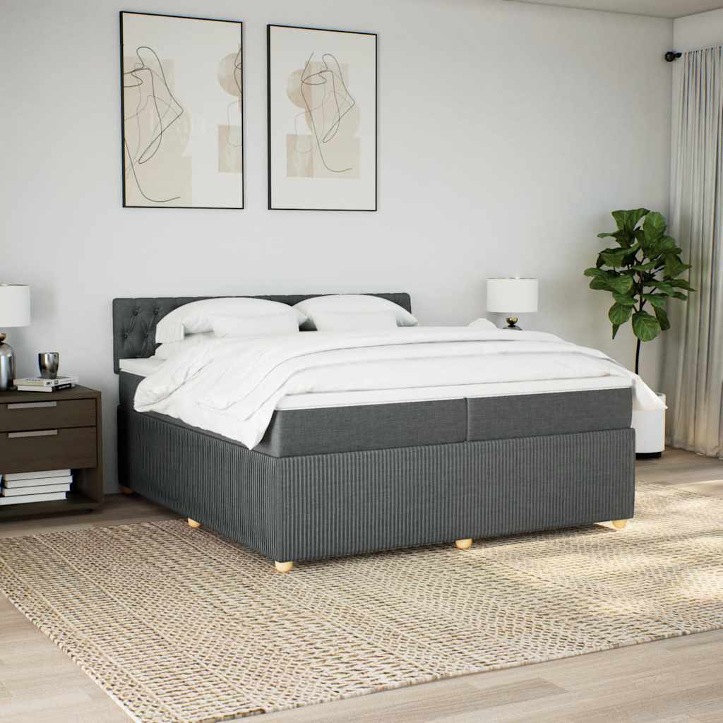 Sommier à lattes de lit avec matelas Gris foncé 200x200cm Tissu - XIOS