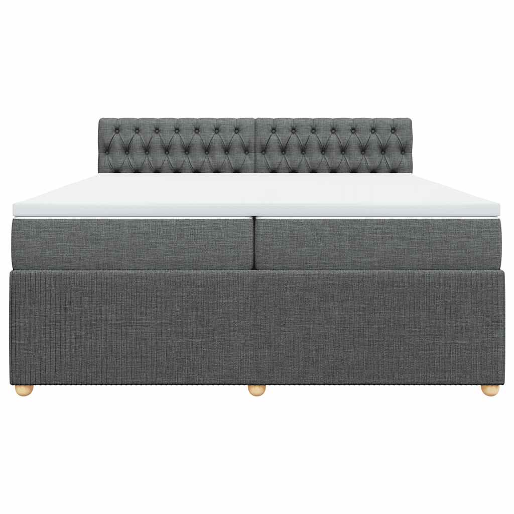 Sommier à lattes de lit avec matelas Gris foncé 200x200cm Tissu - XIOS