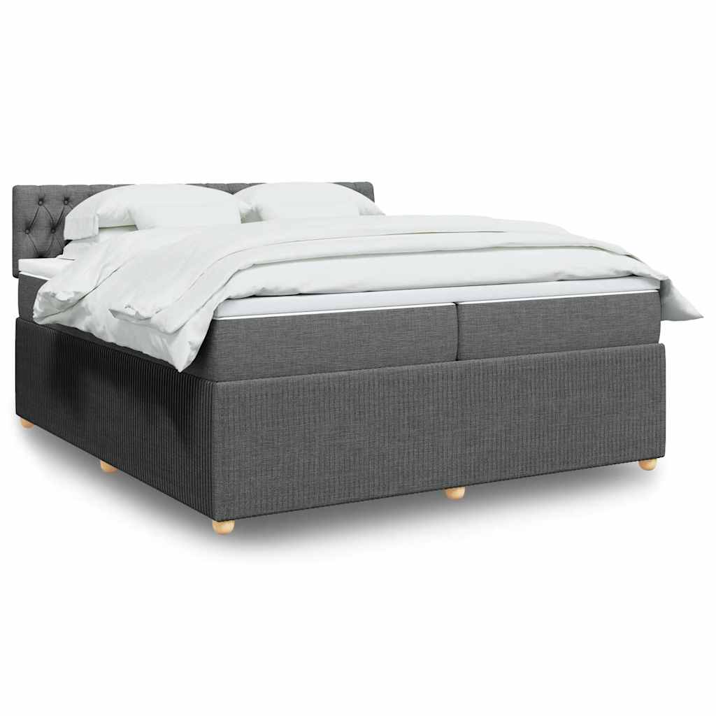 Sommier à lattes de lit avec matelas Gris foncé 200x200cm Tissu - XIOS