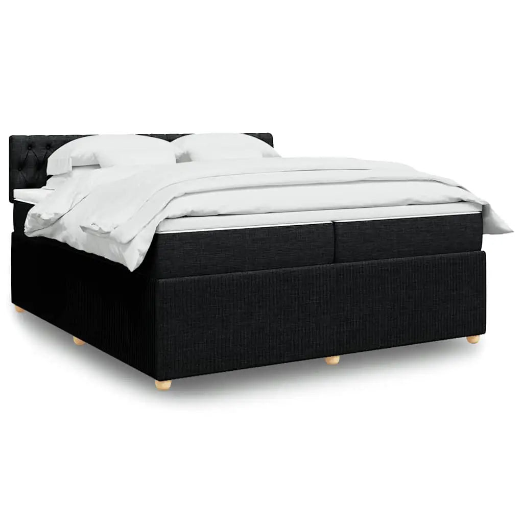 Sommier à lattes de lit avec matelas Noir 200x200 cm Tissu - XIOS
