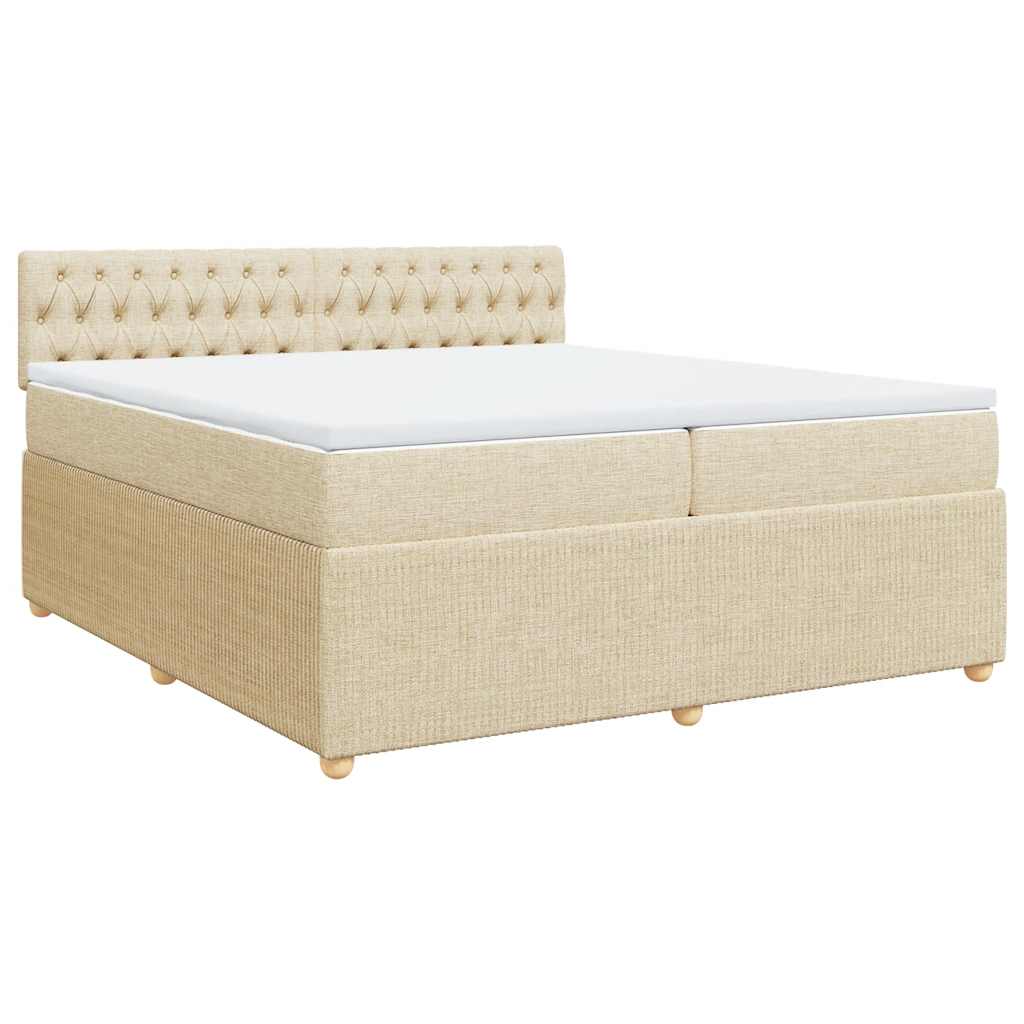 Sommier à lattes de lit avec matelas Crème 200x200 cm Tissu - XIOS