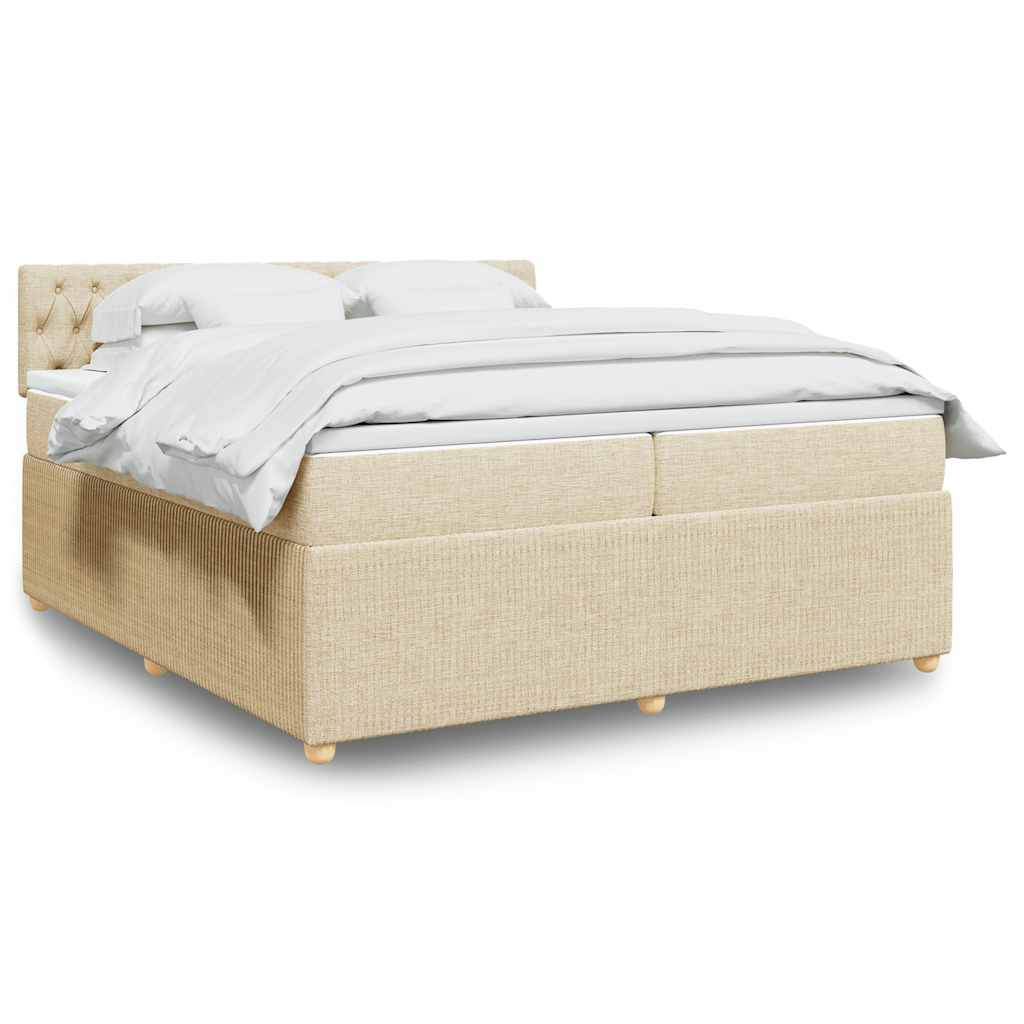 Sommier à lattes de lit avec matelas Crème 200x200 cm Tissu - XIOS