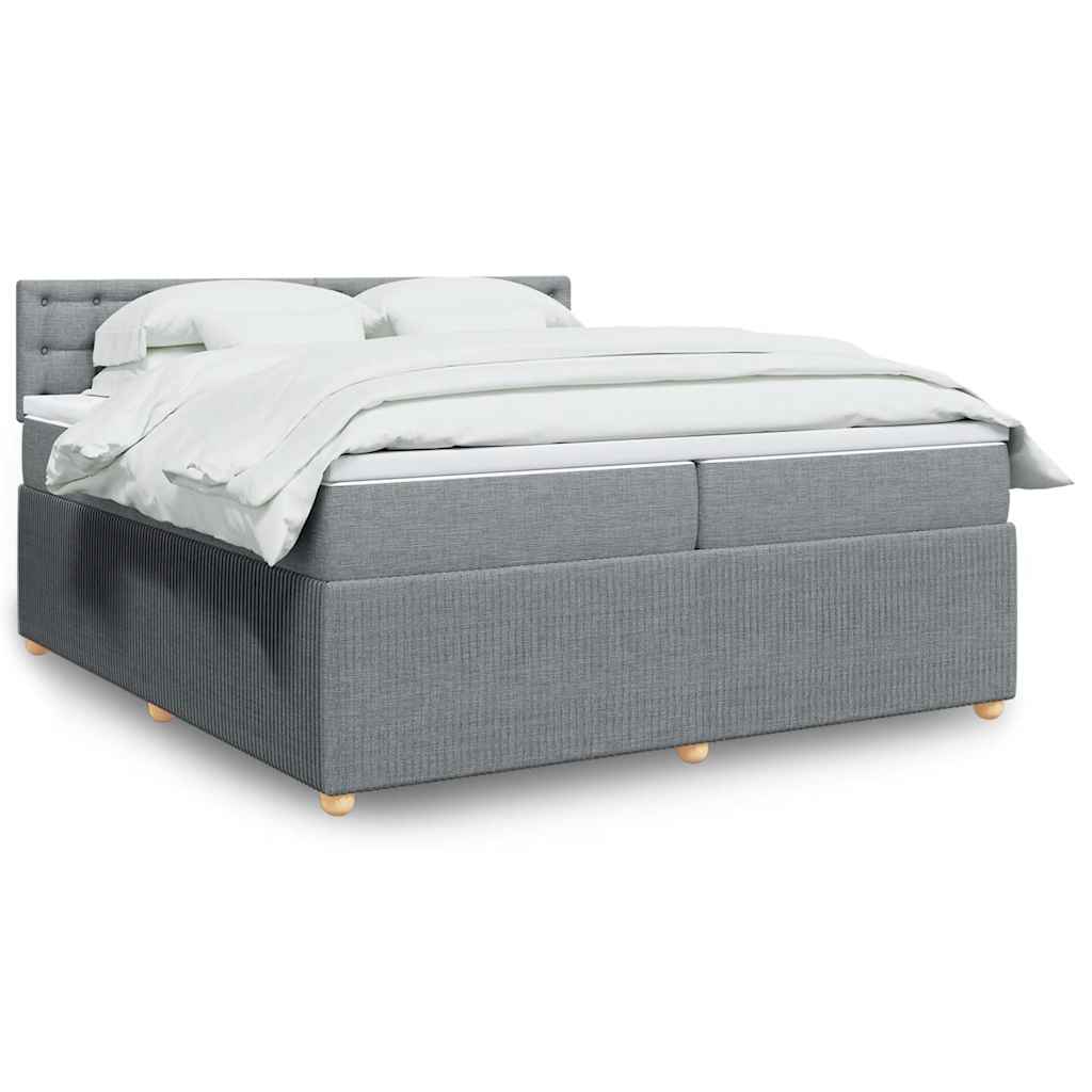 Sommier à lattes de lit avec matelas Gris clair 200x200cm Tissu - XIOS