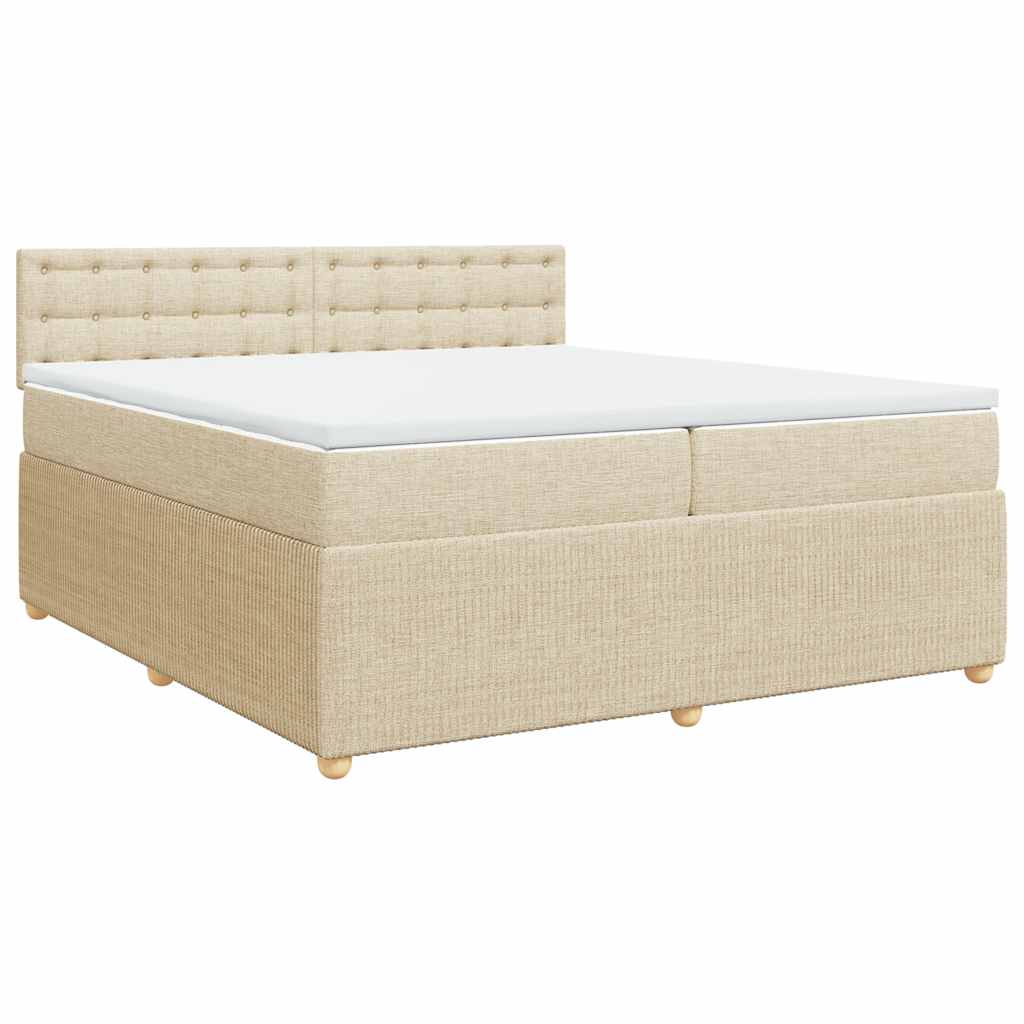 Sommier à lattes de lit avec matelas Crème 200x200 cm Tissu - XIOS