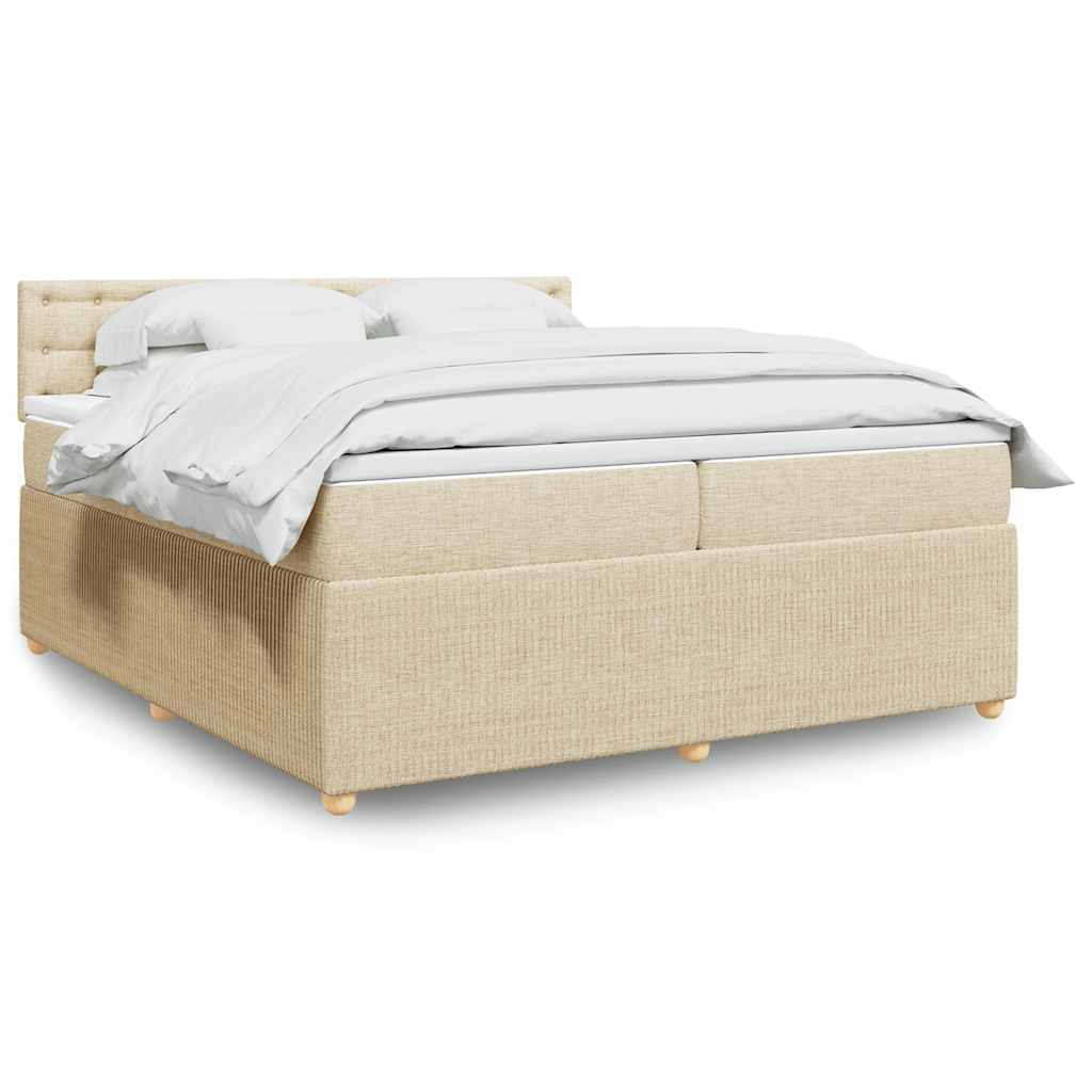 Sommier à lattes de lit avec matelas Crème 200x200 cm Tissu - XIOS