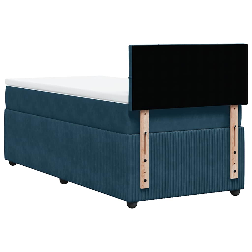 Sommier à lattes de lit avec matelas bleu 80x200 cm velours - XIOS
