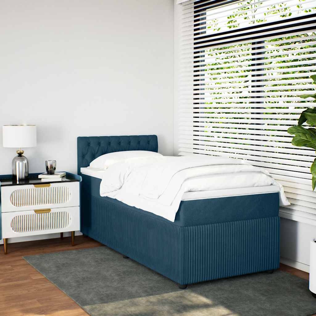 Sommier à lattes de lit avec matelas bleu 80x200 cm velours - XIOS