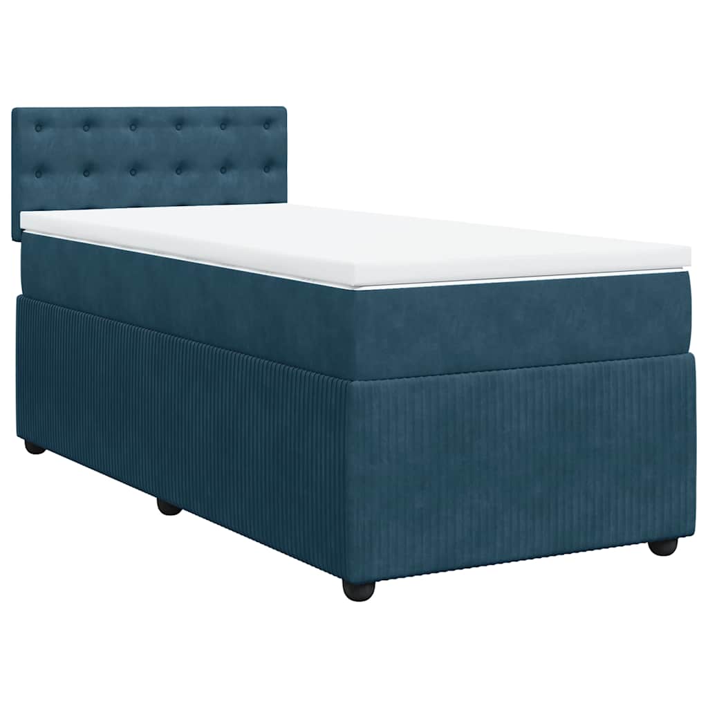 Sommier à lattes de lit avec matelas bleu 90x190 cm velours - XIOS