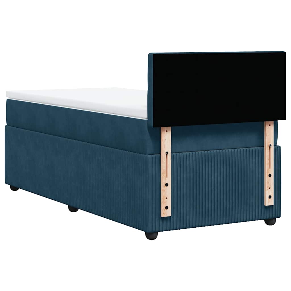 Sommier à lattes de lit avec matelas bleu 90x190 cm velours - XIOS