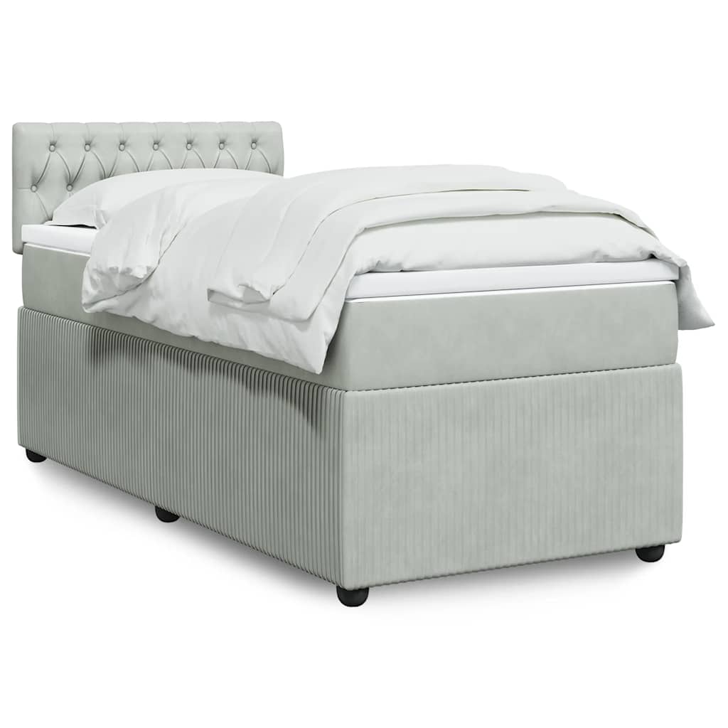 Sommier à lattes de lit et matelas Gris clair 90x190 cm Velours - XIOS