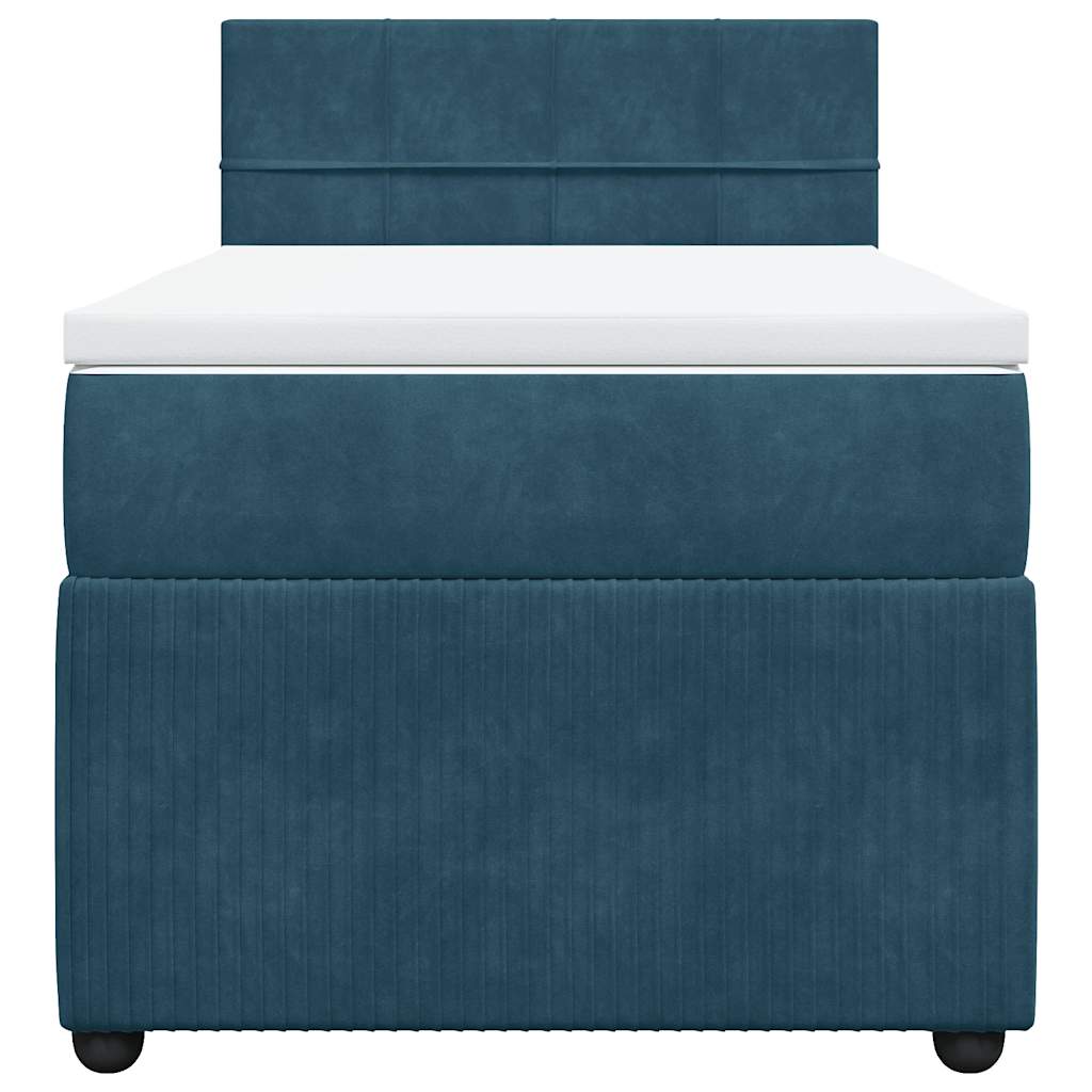 Sommier à lattes de lit avec matelas bleu 90x190 cm velours - XIOS