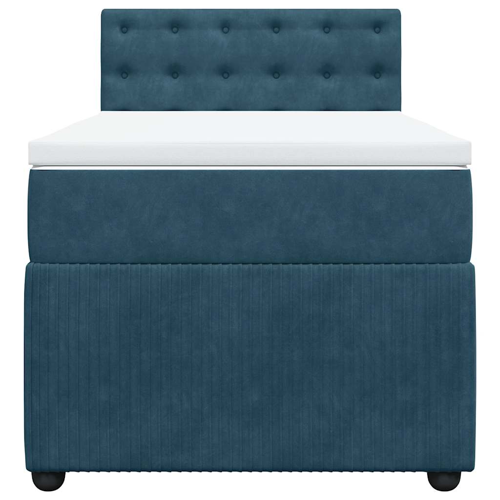 Sommier à lattes de lit avec matelas bleu 90x200 cm velours - XIOS