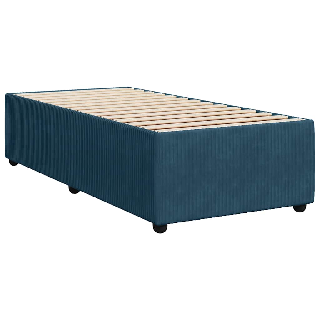 Sommier à lattes de lit avec matelas bleu 90x200 cm velours - XIOS