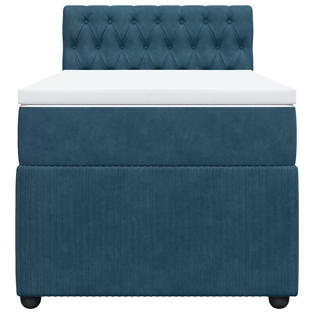 Sommier à lattes de lit avec matelas bleu 90x200 cm velours - XIOS