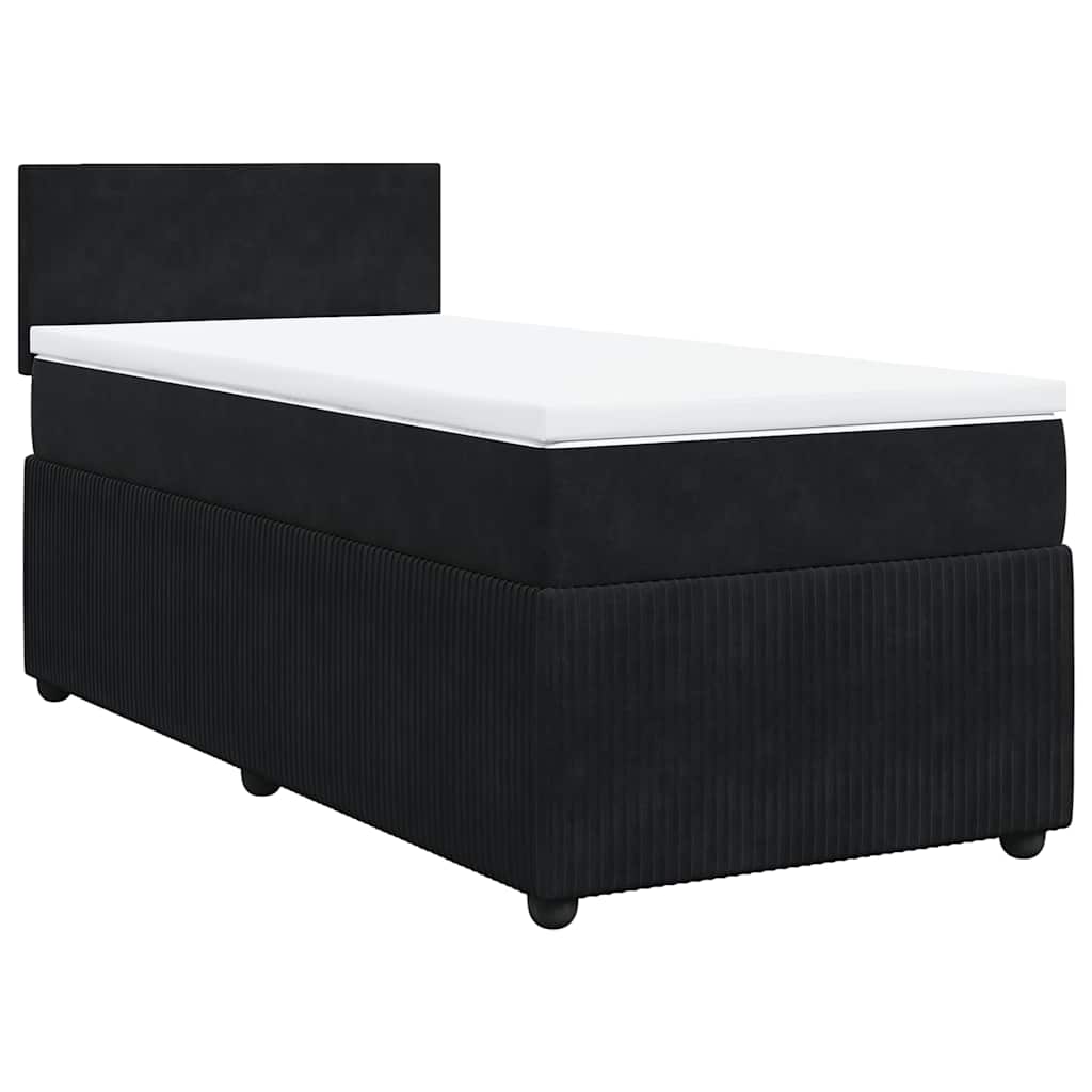 Sommier à lattes de lit avec matelas Noir 100x200 cm Velours - XIOS