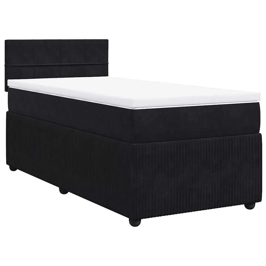 Sommier à lattes de lit avec matelas Noir 100x200 cm Velours - XIOS
