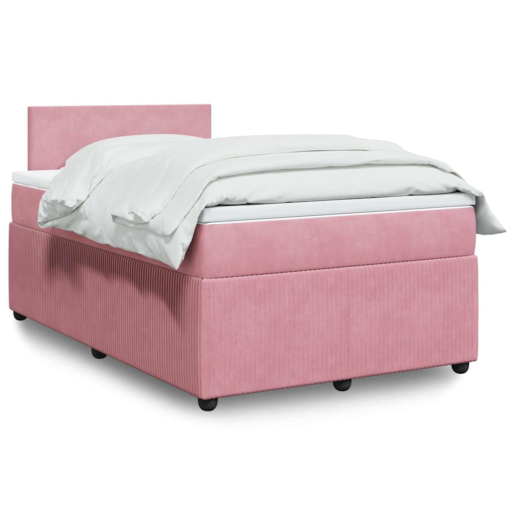 Sommier à lattes de lit avec matelas rose 120x190 cm velours - XIOS