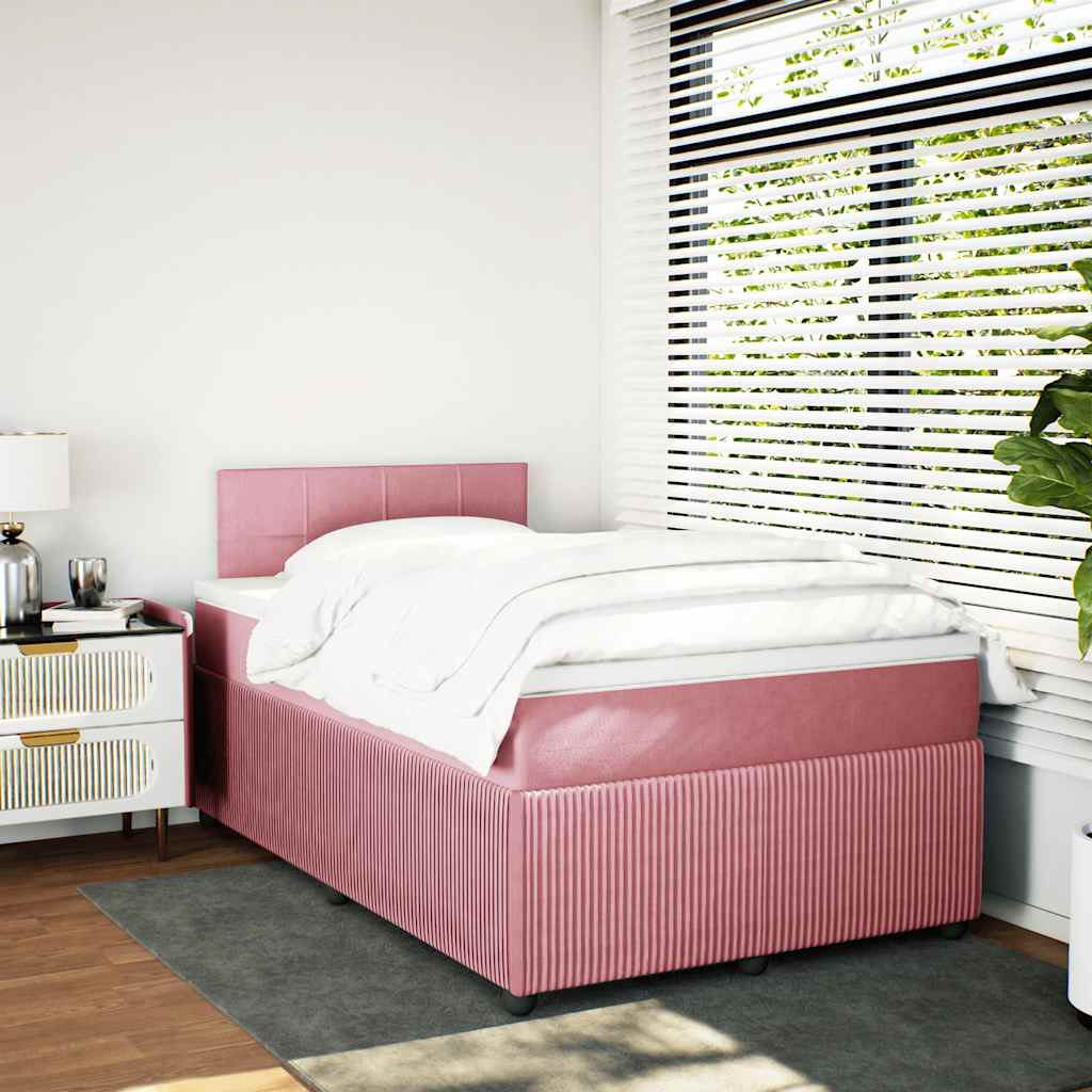 Sommier à lattes de lit avec matelas rose 120x190 cm velours