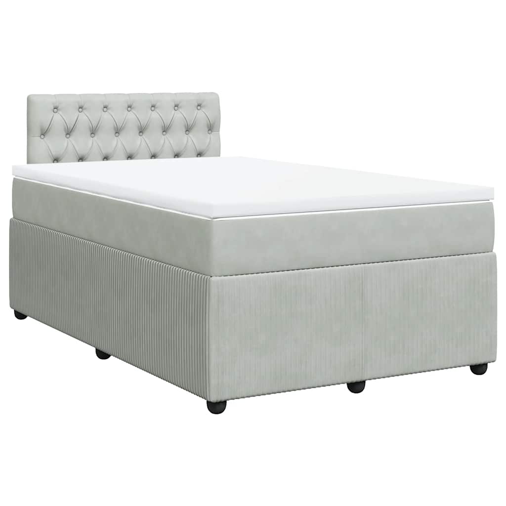 Sommier à lattes de lit et matelas gris clair 120x190cm velours - XIOS