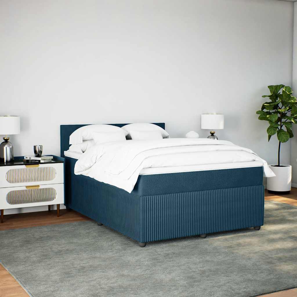 Sommier à lattes de lit et matelas bleu 140x190 cm velours - XIOS