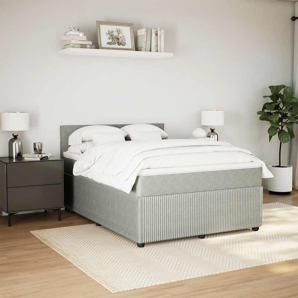 Sommier à lattes de lit et matelas Gris clair 140x190cm Velours - XIOS