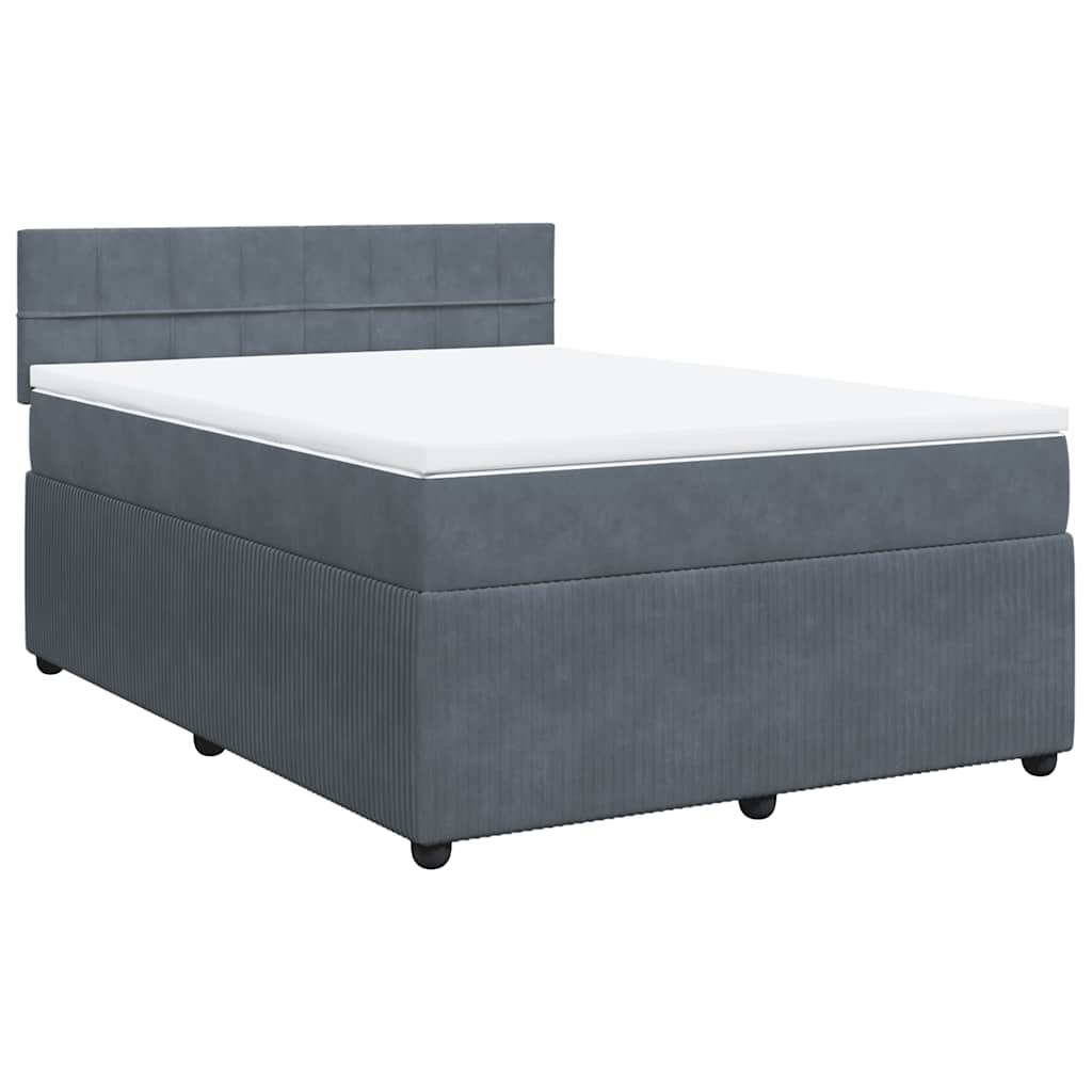 Sommier à lattes de lit et matelas Gris foncé 140x190cm Velours - XIOS