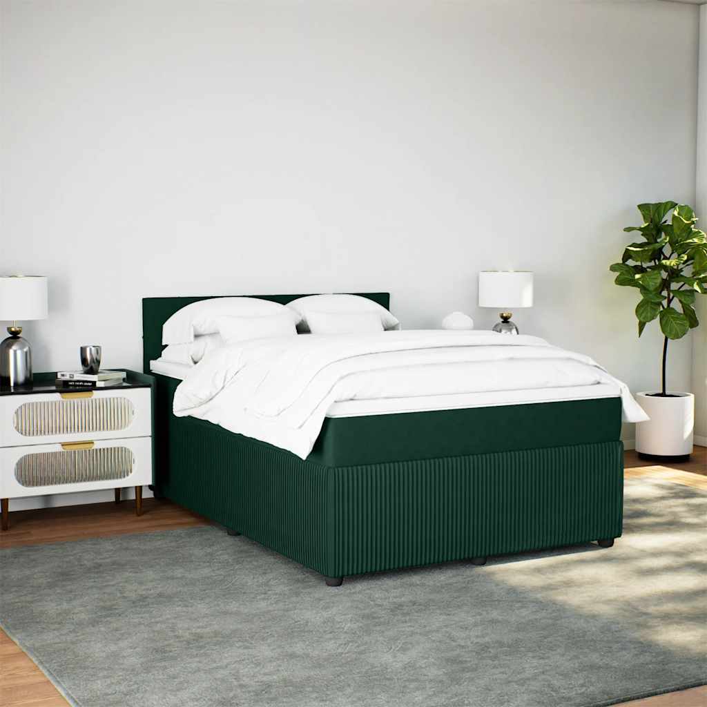 Sommier à lattes de lit et matelas Vert foncé 140x190cm Velours - XIOS