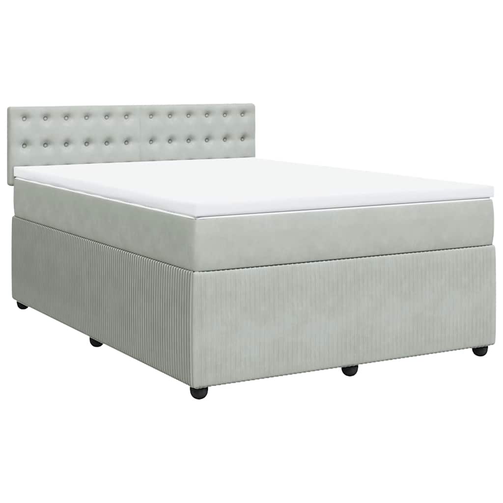 Sommier à lattes de lit et matelas Gris clair 140x190cm Velours - XIOS