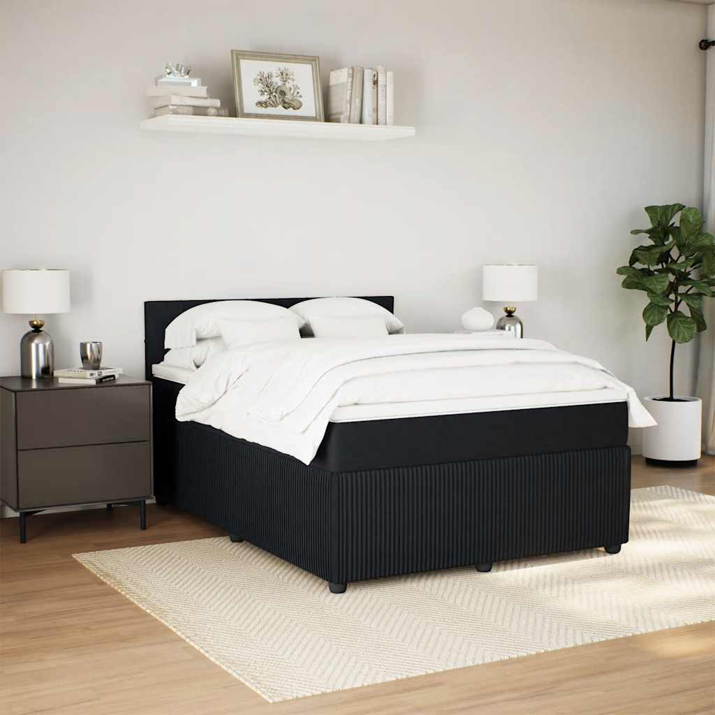 Sommier à lattes de lit avec matelas Noir 140x200 cm Velours - XIOS