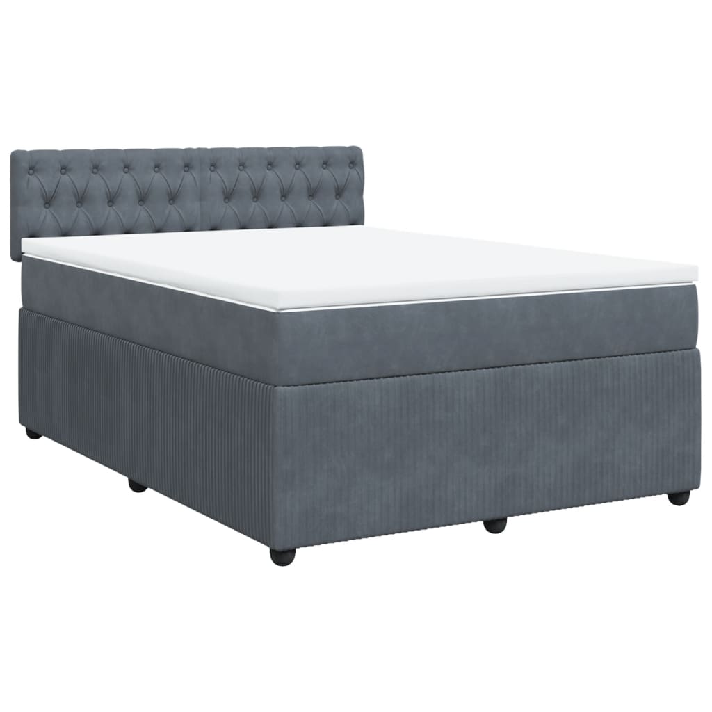 Sommier à lattes de lit et matelas Gris foncé 140x200cm Velours - XIOS