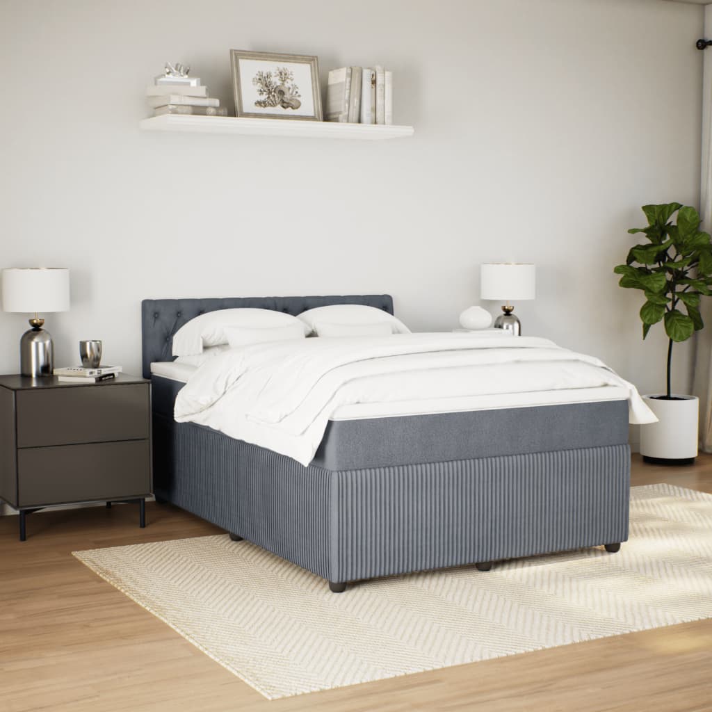 Sommier à lattes de lit et matelas Gris foncé 140x200cm Velours - XIOS