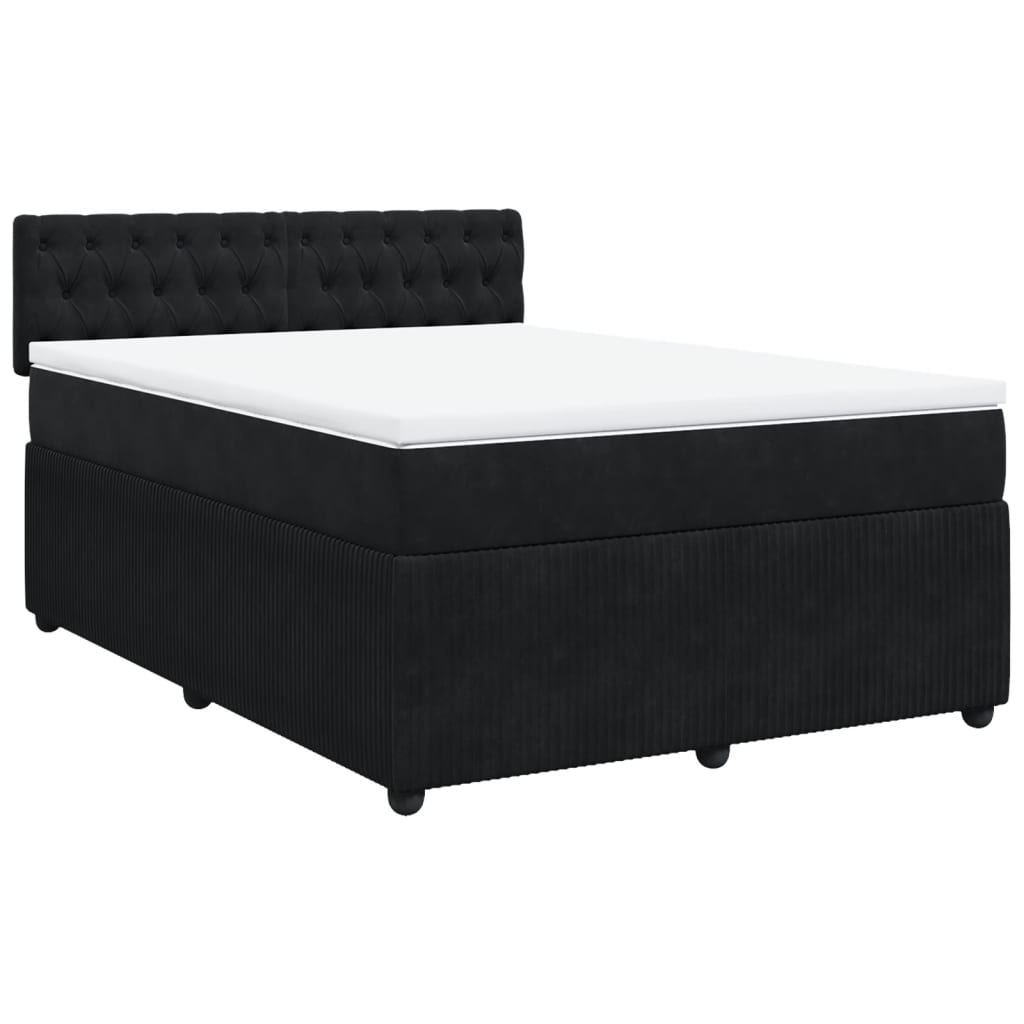 Sommier à lattes de lit avec matelas Noir 140x200 cm Velours - XIOS