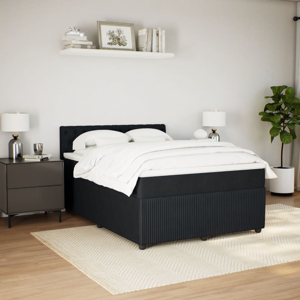Sommier à lattes de lit avec matelas Noir 140x200 cm Velours - XIOS