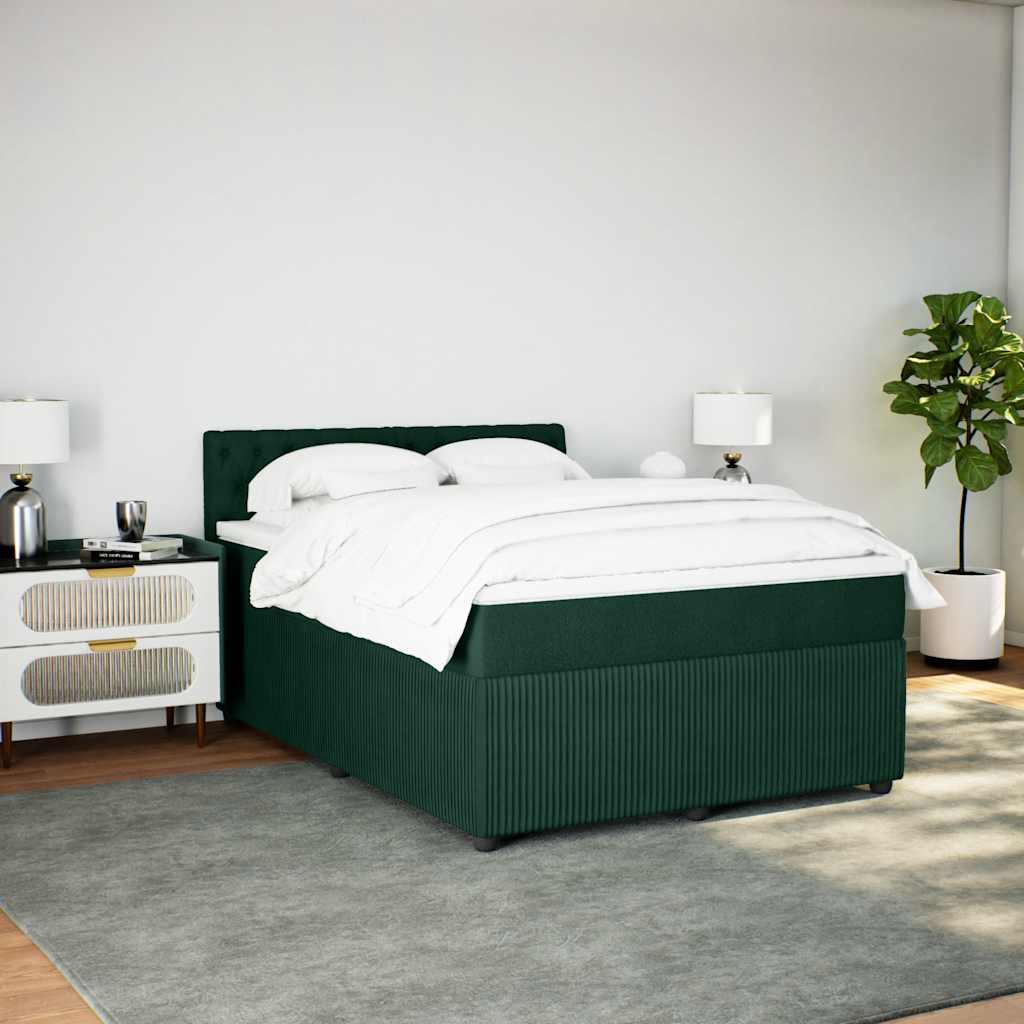 Sommier à lattes de lit et matelas Vert foncé 140x200cm Velours