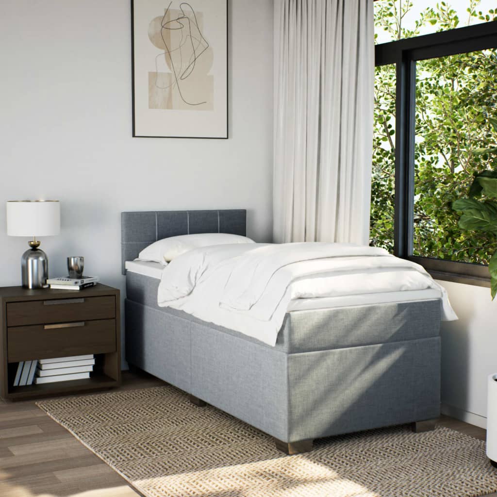 Sommier à lattes de lit avec matelas gris clair 80x200 cm tissu - XIOS
