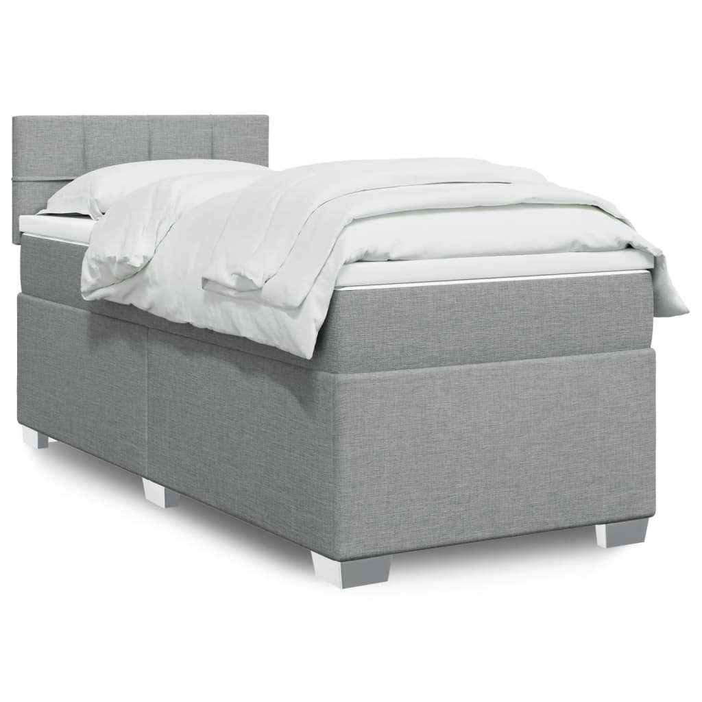 Sommier à lattes de lit avec matelas gris clair 80x200 cm tissu - XIOS
