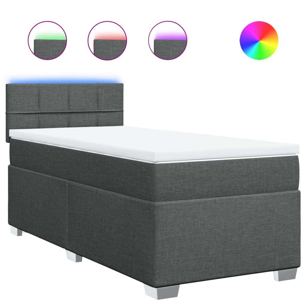 Sommier à lattes de lit avec matelas Gris foncé 80x200 cm Tissu - XIOS