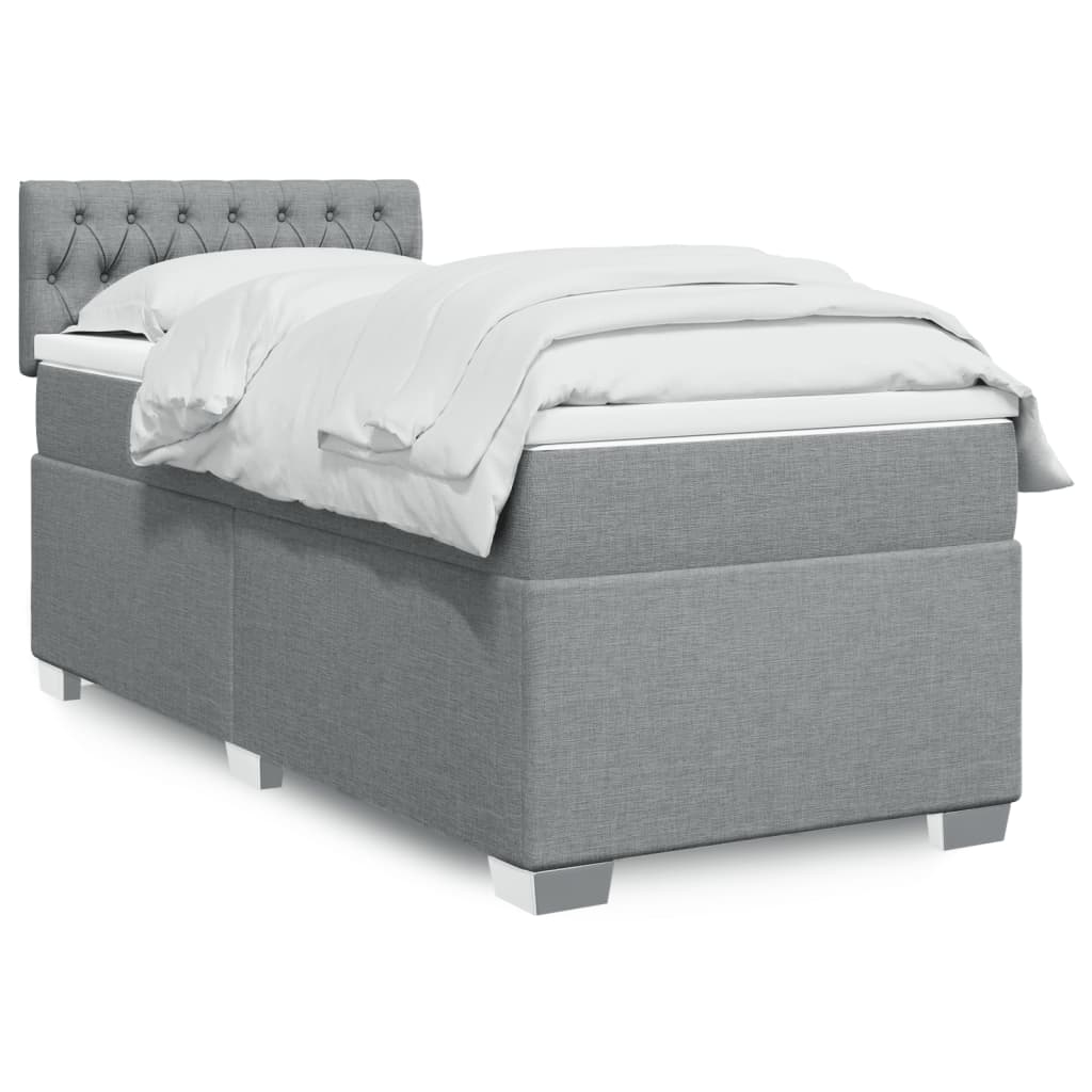 Sommier à lattes de lit avec matelas gris clair 80x200 cm tissu - XIOS