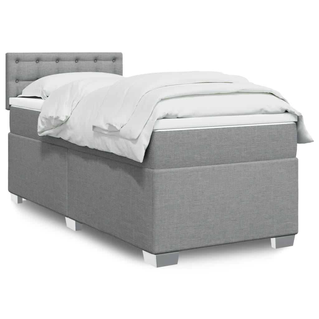 Sommier à lattes de lit avec matelas gris clair 80x200 cm tissu - XIOS