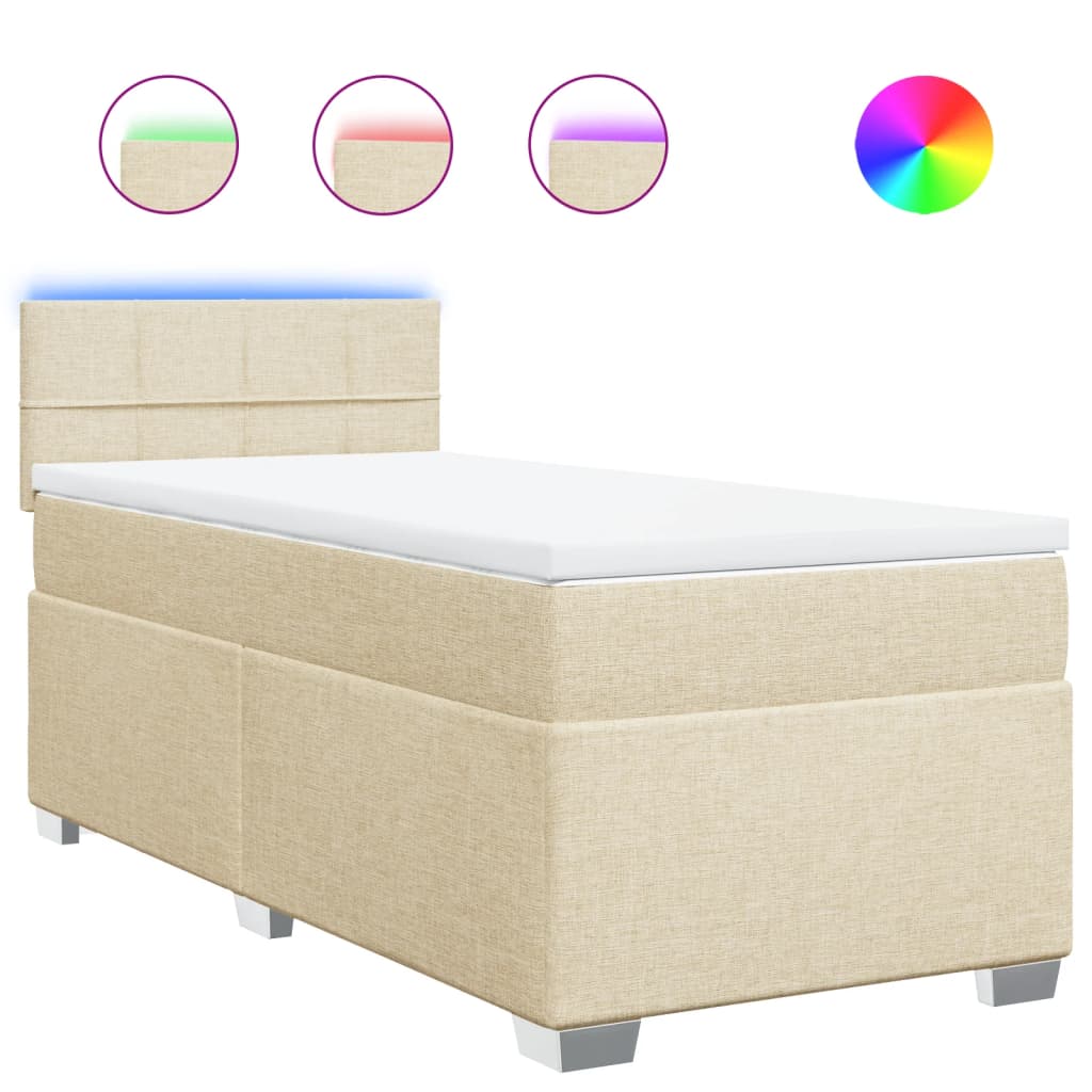 Sommier à lattes de lit et matelas Crème 90x190 cm Tissu - XIOS