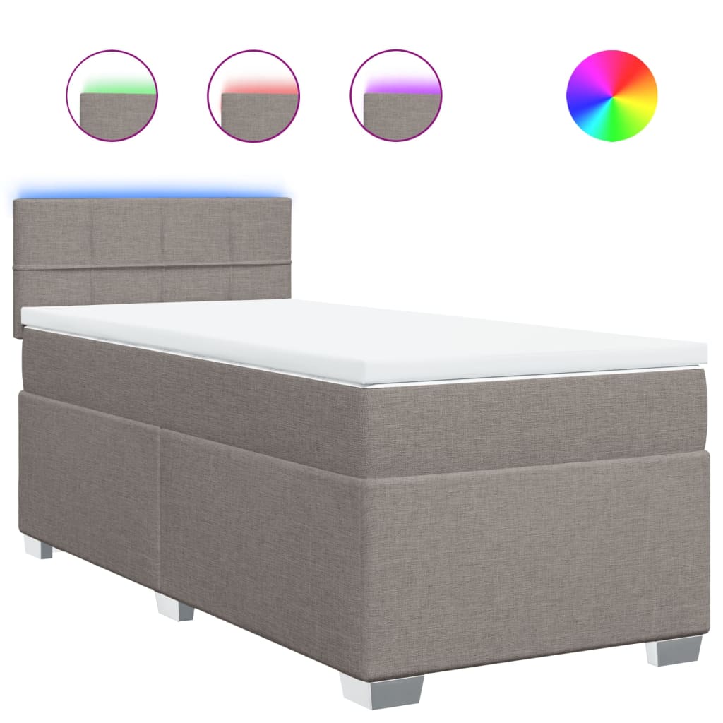 Sommier à lattes de lit avec matelas Taupe 90x200 cm Tissu - XIOS