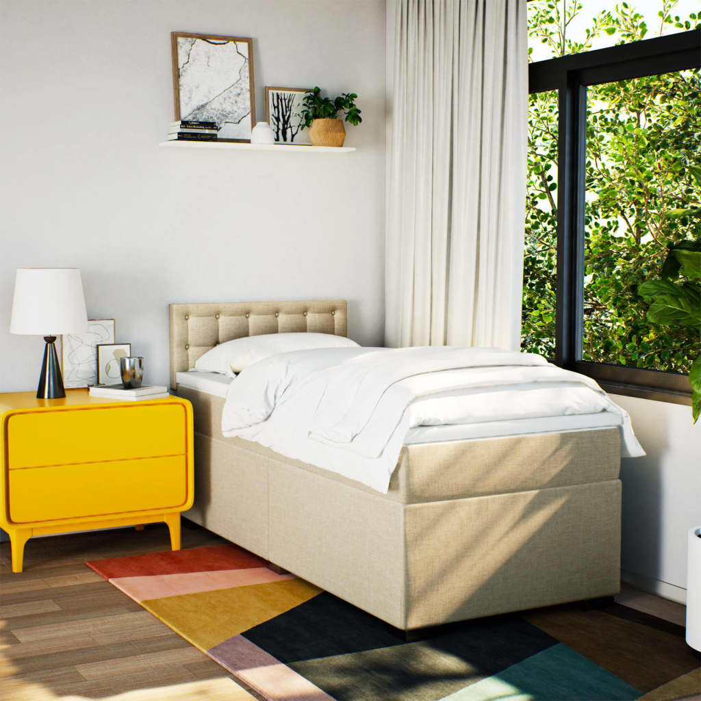 Sommier à lattes de lit avec matelas Crème 100x200 cm Tissu - XIOS