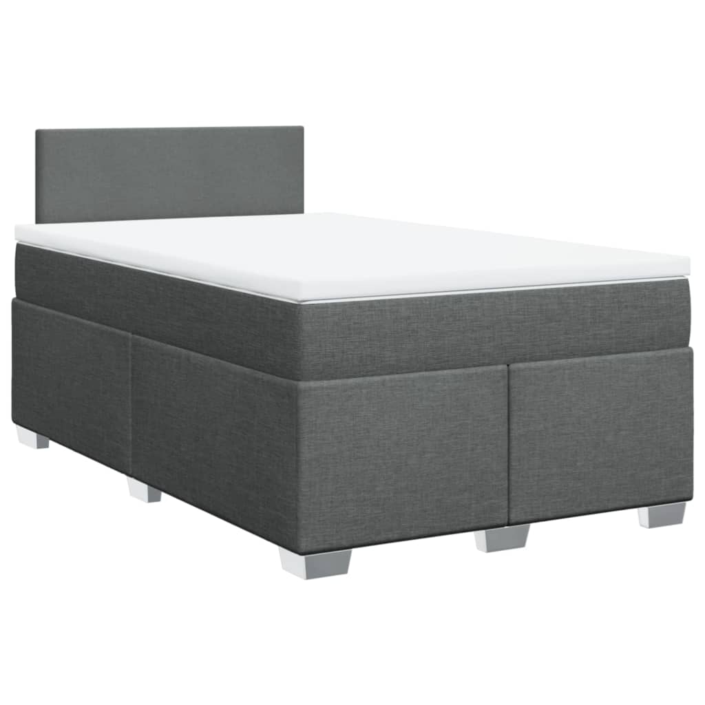 Sommier à lattes de lit avec matelas gris foncé 120x190cm tissu - XIOS