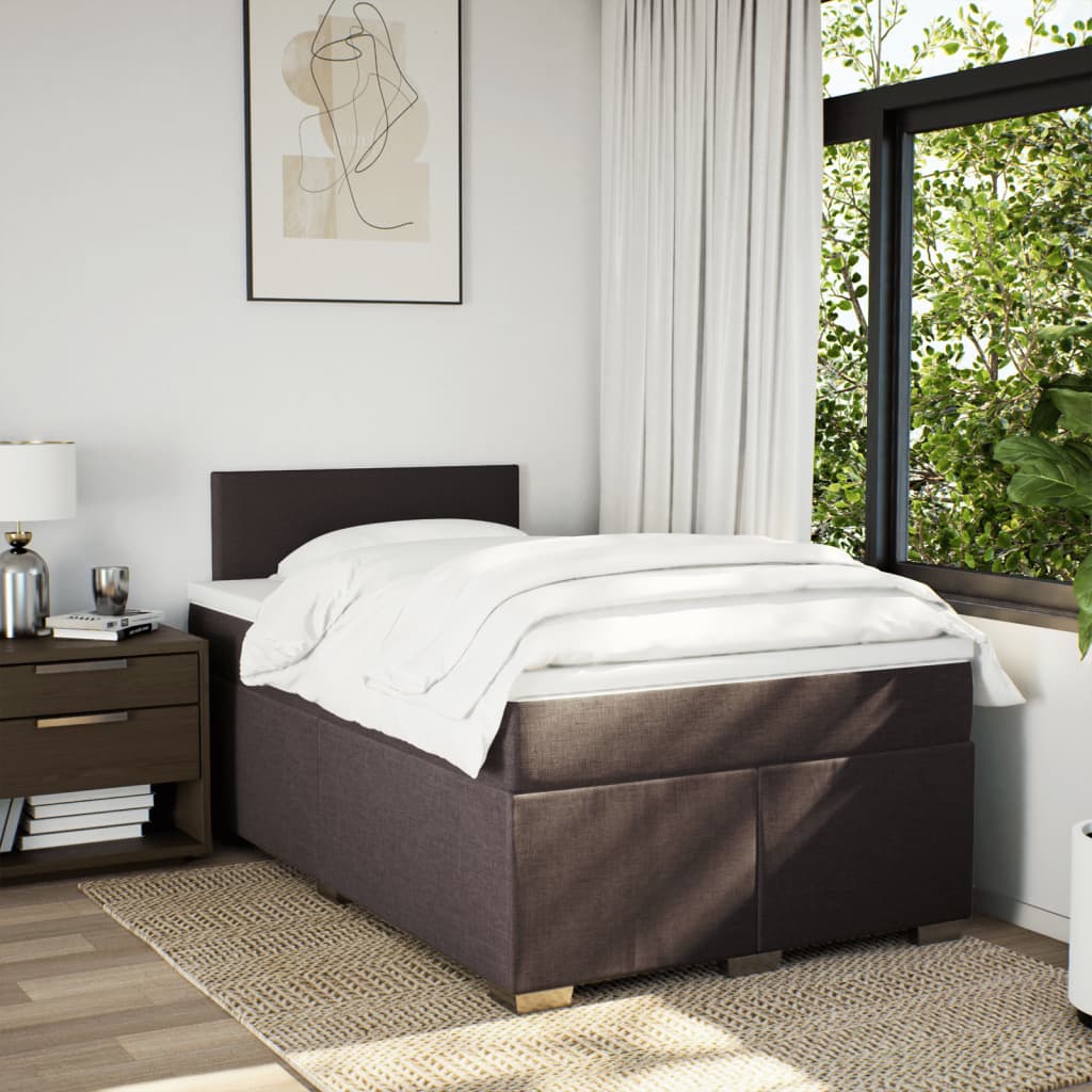 Sommier à lattes de lit et matelas marron foncé 120x190cm tissu - XIOS