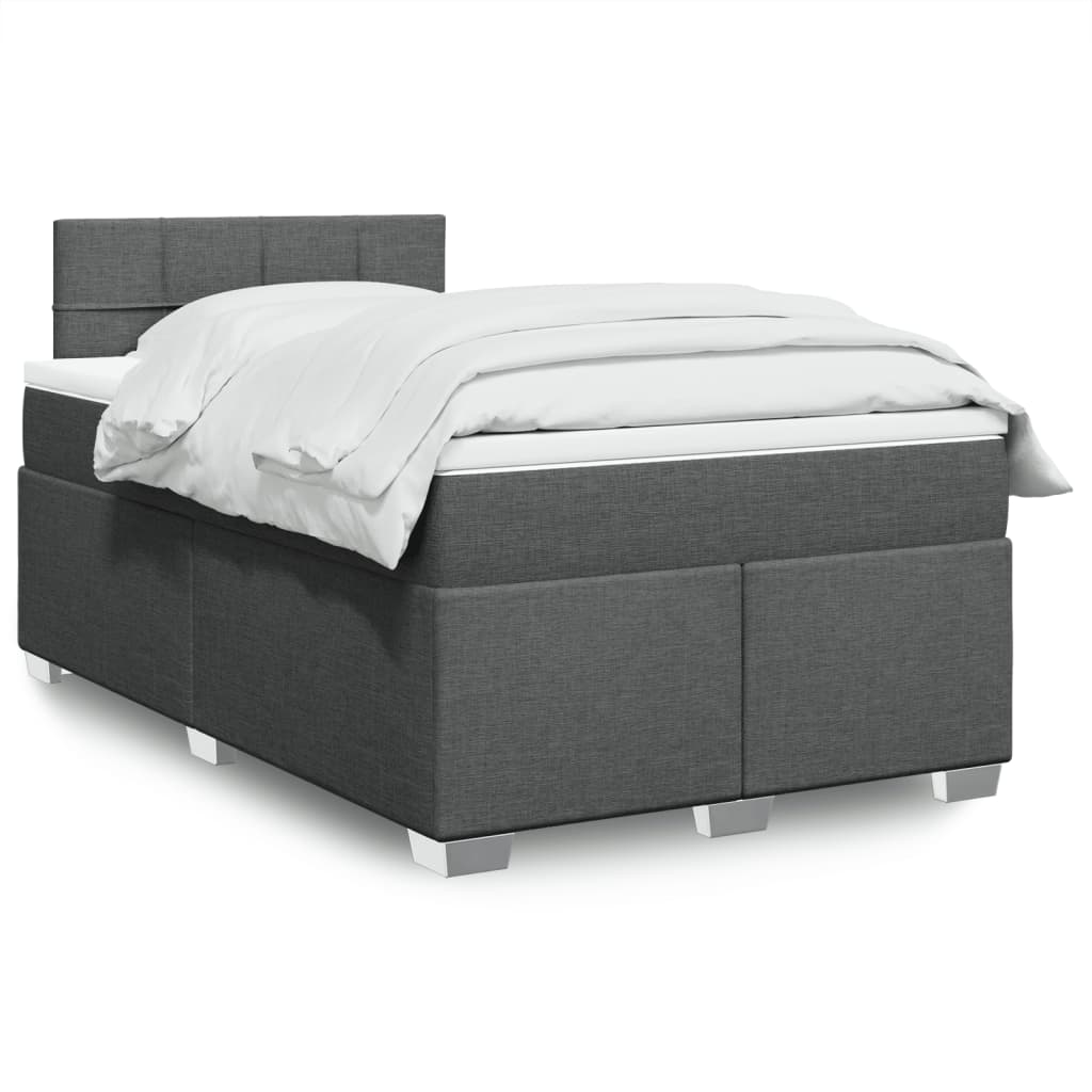 Sommier à lattes de lit avec matelas gris foncé 120x190cm tissu - XIOS