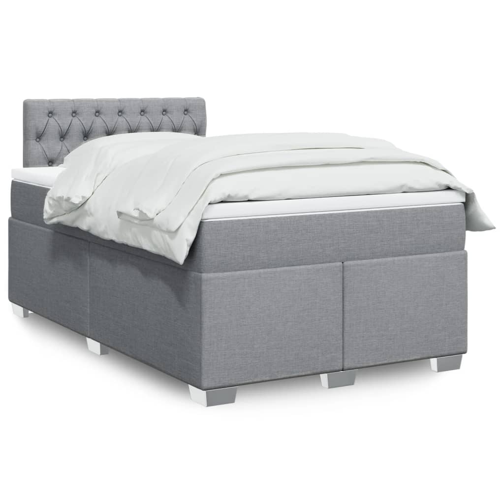 Sommier à lattes de lit et matelas gris clair 120x190 cm tissu - XIOS
