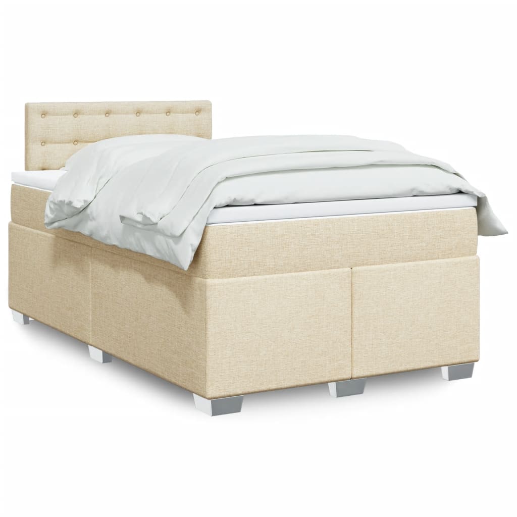 Sommier à lattes de lit avec matelas crème 120x190 cm tissu - XIOS