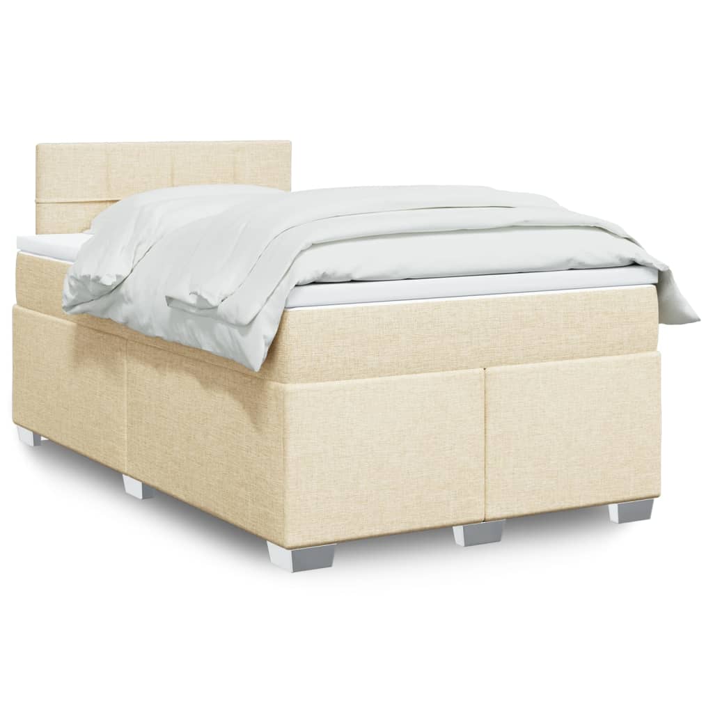 Sommier à lattes de lit avec matelas Crème 120x200 cm Tissu - XIOS