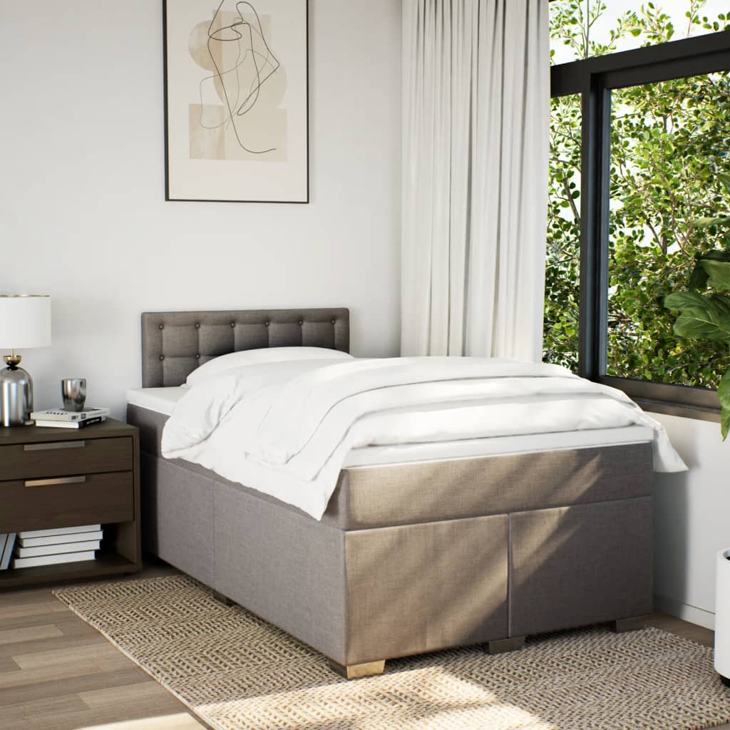 Sommier à lattes de lit avec matelas Taupe 120x200 cm Tissu - XIOS