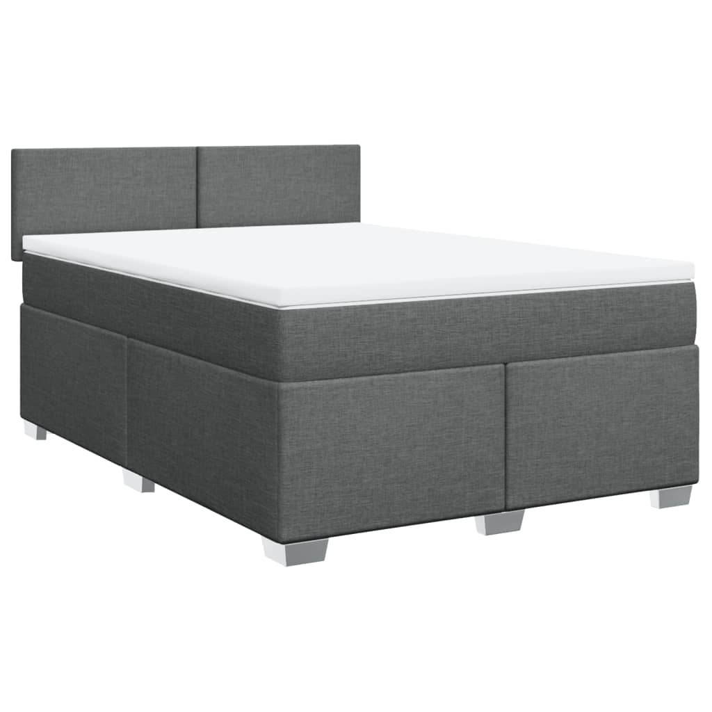Sommier à lattes de lit avec matelas Gris foncé 140x190cm Tissu - XIOS